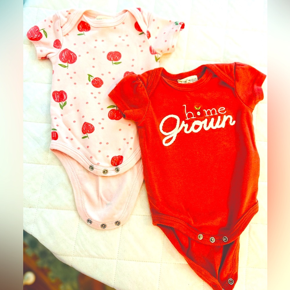 Rabbit and Bear Onsies with apples